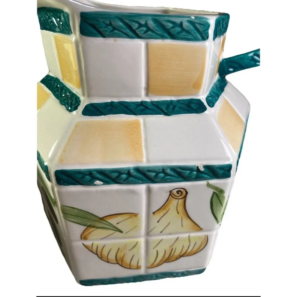 Vintage Clay Art San Francisco Olive Garlic Hexagon Pitcher Vintage MCM AS-IS